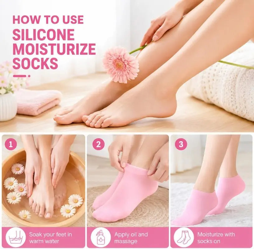 1 Pair Silicone Heel Socks for Dry Cracked Feet – Moisturizing Foot Mask with Elastic Fit, Softens Rough Skin, & Prevents Cracking
