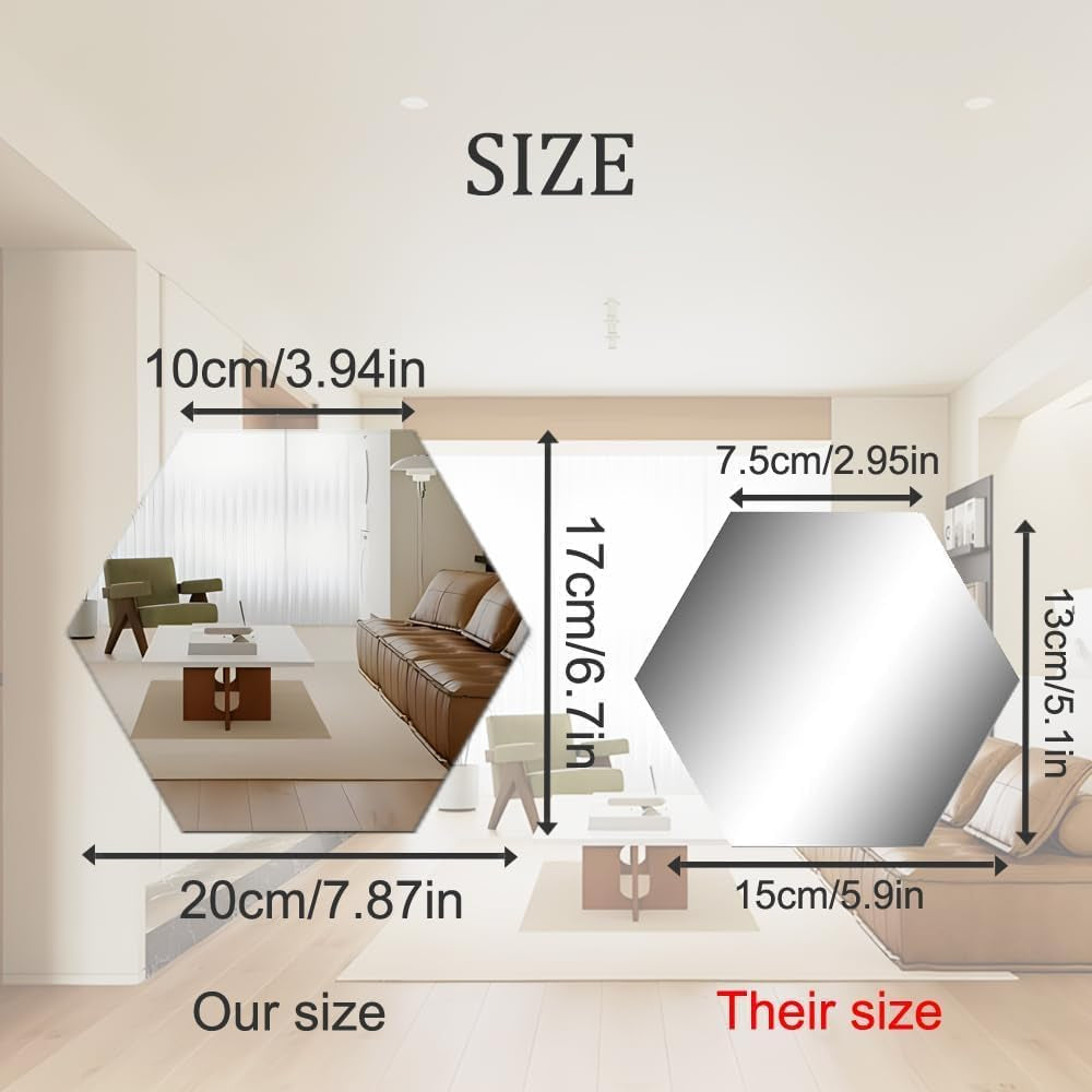 12-Piece Hexagon Mirror Wall Sticker Set - view 2