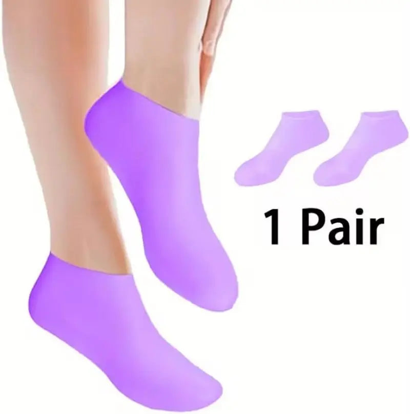 1 Pair Silicone Heel Socks for Dry Cracked Feet – Moisturizing Foot Mask with Elastic Fit, Softens Rough Skin, & Prevents Cracking