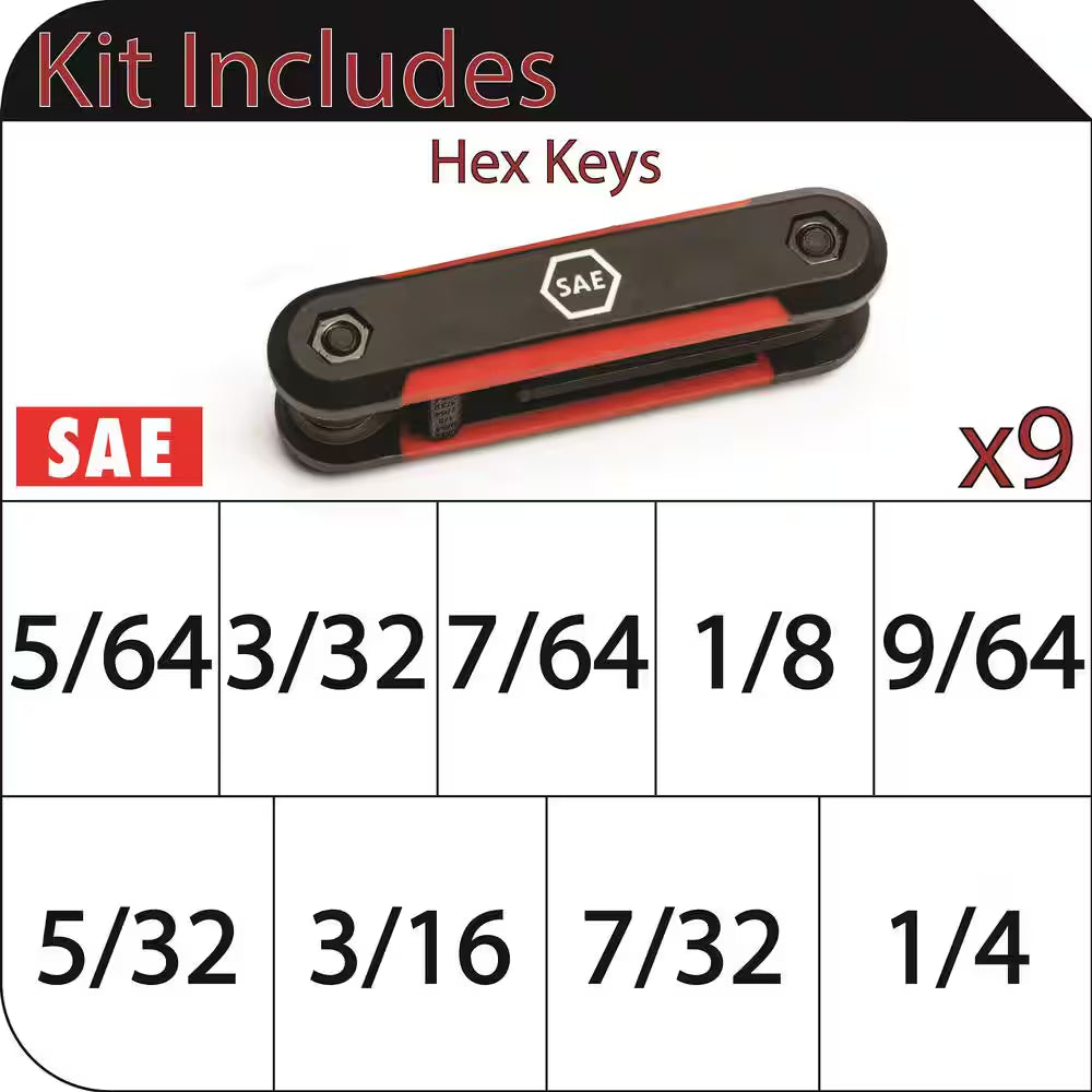 9-Piece SAE Folding Hex Key Set - view 2