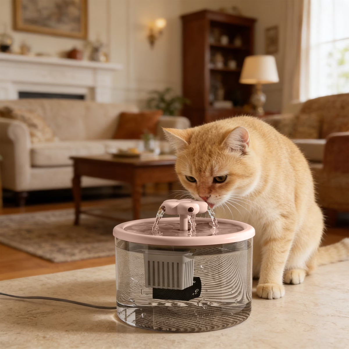 Quiet Automatic Pet Water Fountain – Pink - view 4