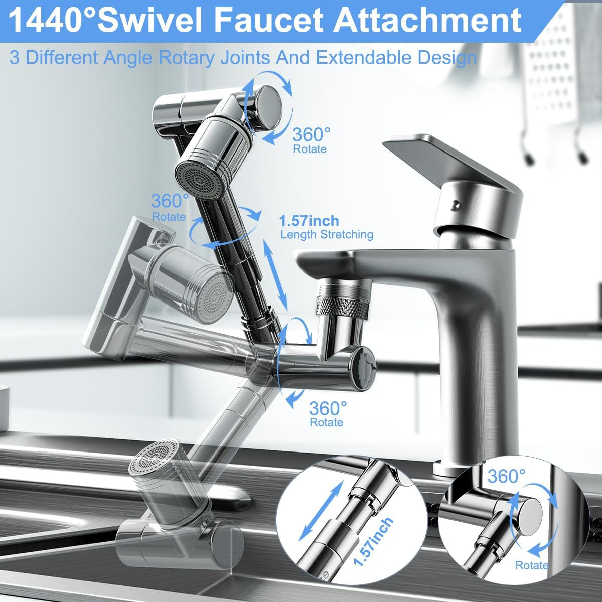1440° Swivel Faucet Extender with 2 Spray Modes - view 5