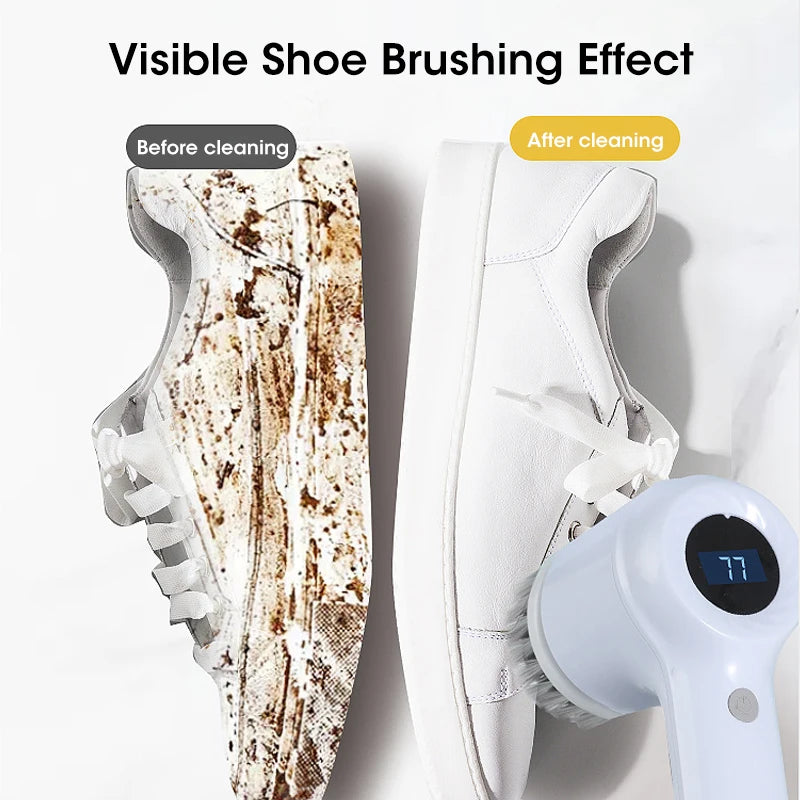 Electric Spin Scrubber, Bathroom Cordless Cleaning Brush Power Scrubber with 5 Replaceable Brush Heads, Electric Cleaning Brush