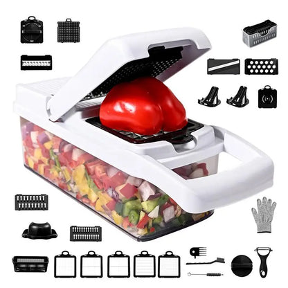 Manual Vegetable Cutter Manual Ergonomic Vegetable Chopper 26X Labor-Saving Vegetable Cutter Potato Slicer Tool with Container