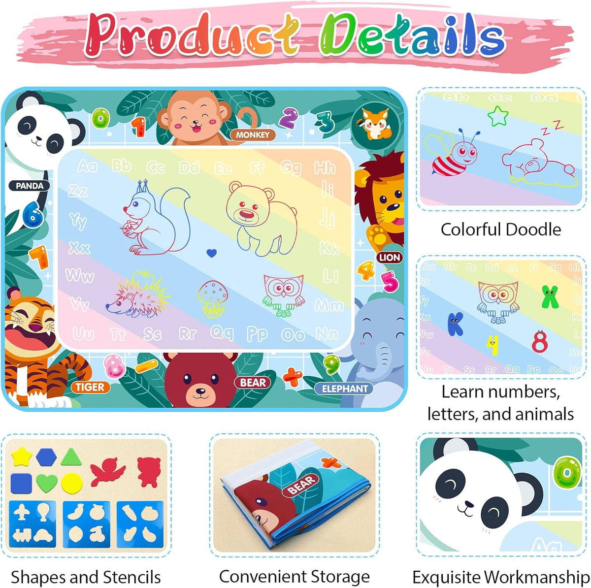 Large 40 × 32-Inch Water Doodle Drawing Mat - view 4