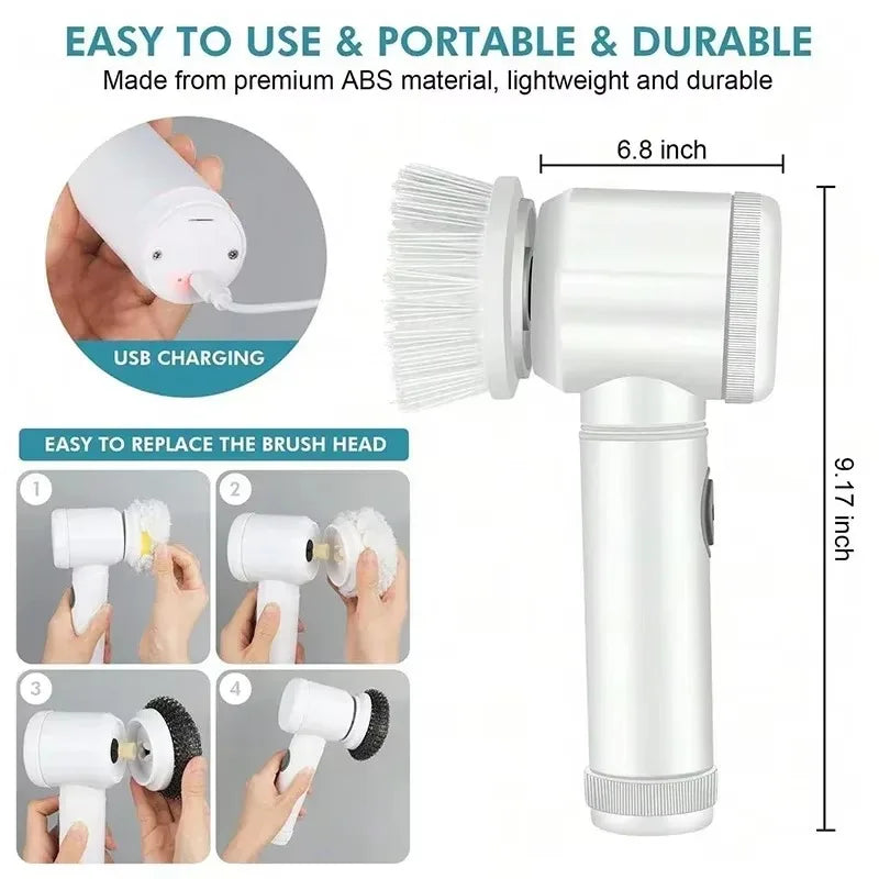 Cordless Electric Spin Scrubber with 5 Brush Heads - view 4
