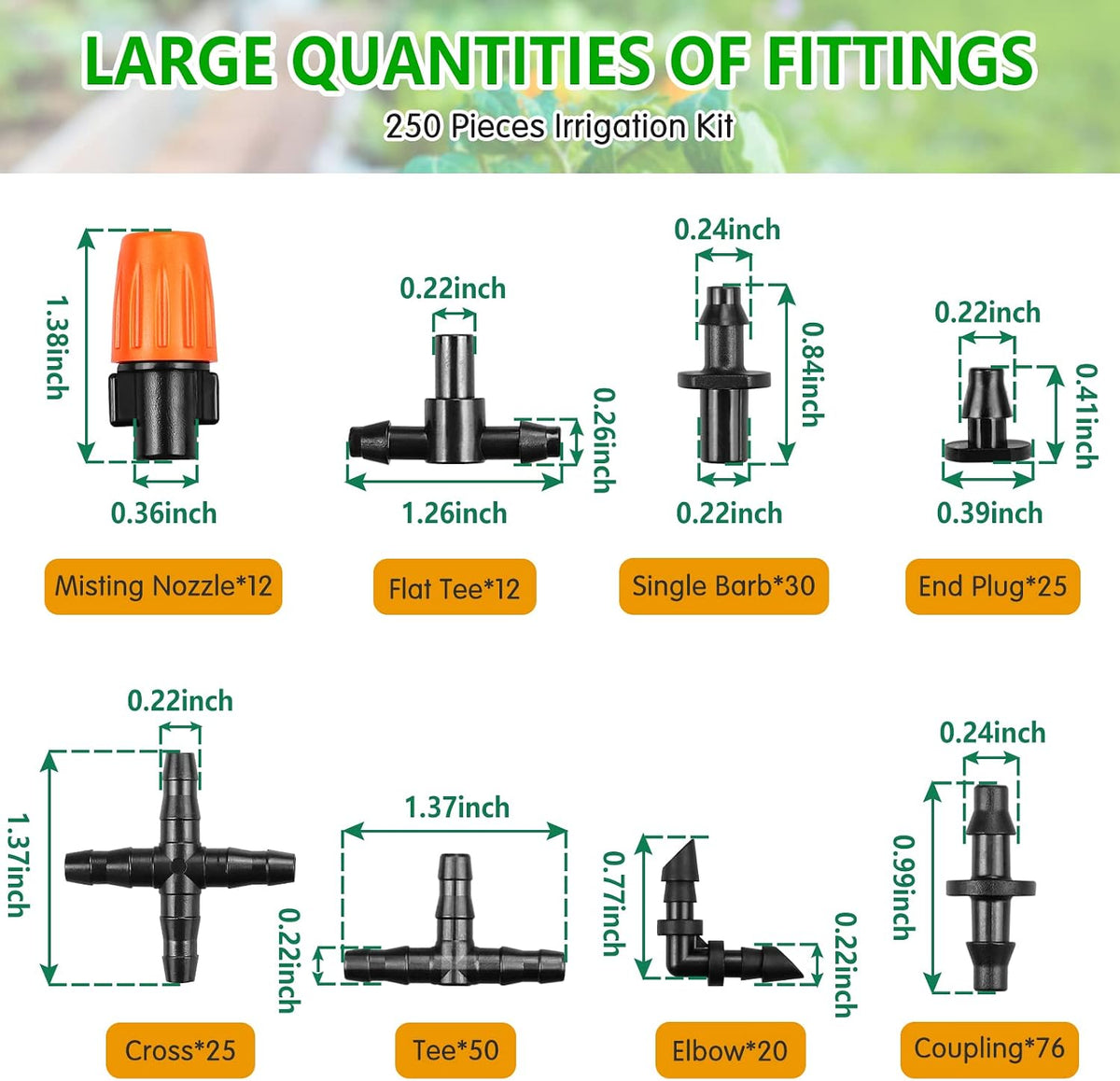 250-Piece 1/4-Inch Drip Irrigation Fittings Kit - view 2