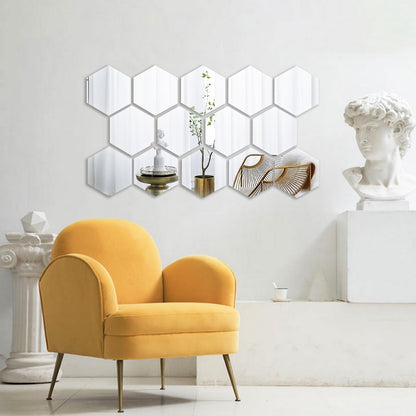 12-Piece Hexagon Mirror Wall Sticker Set - view 7