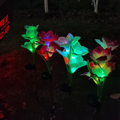 Color-Changing Solar Lily Garden Lights – 4 Pack - view 3