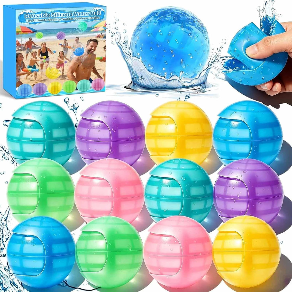 12-Pack Reusable Self-Sealing Water Balloons