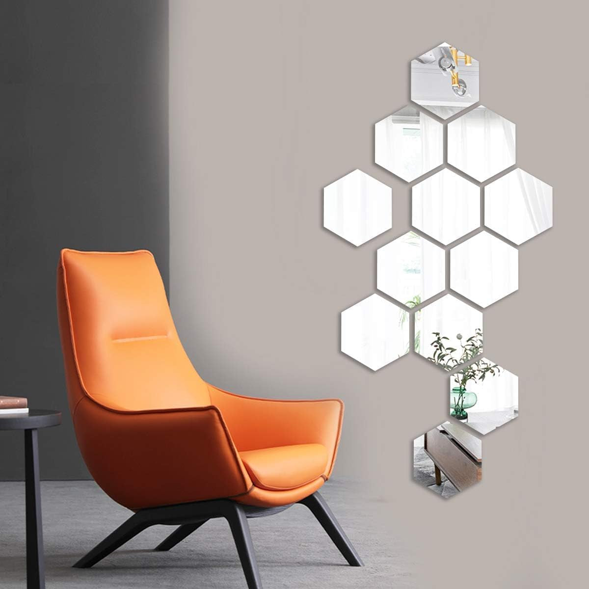 12-Piece Hexagon Mirror Wall Sticker Set - view 5