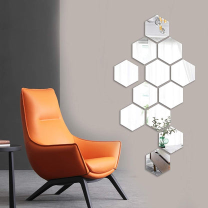 12-Piece Hexagon Mirror Wall Sticker Set - view 5