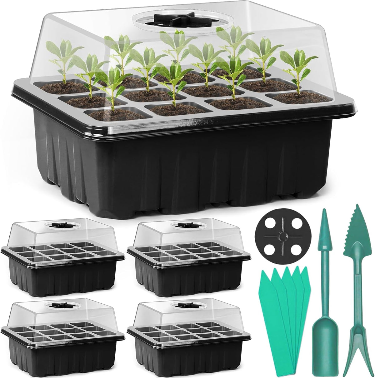 5-Pack Seed Starter Tray Kit with Humidity Domes