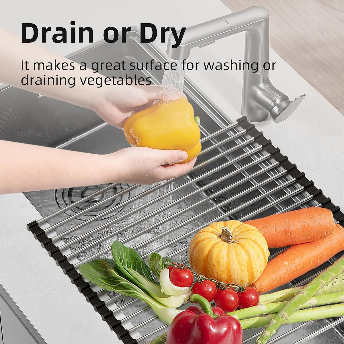 Premium Roll-Up Over-the-Sink Dish Drying Rack - view 3