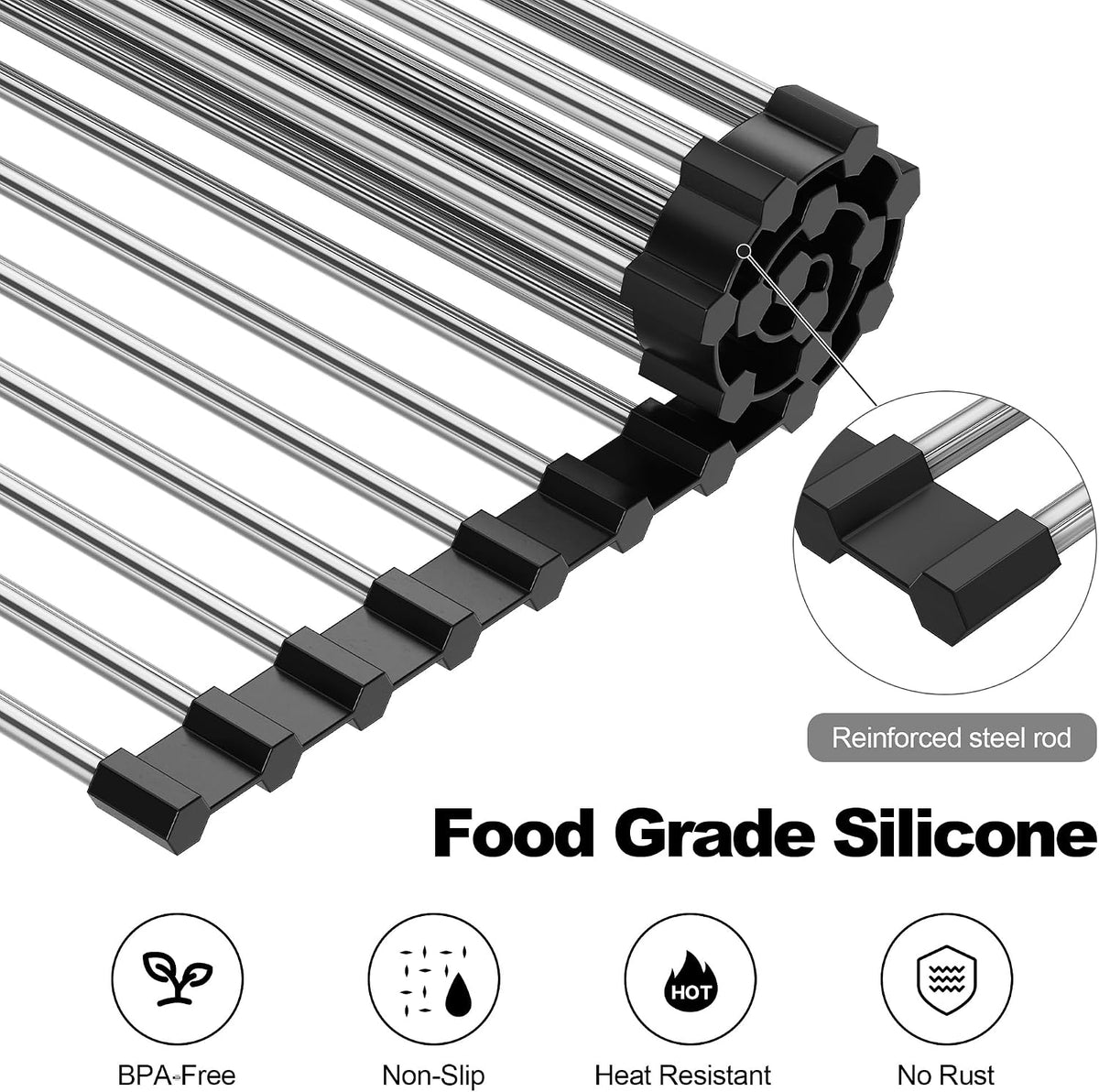 Premium Roll-Up Over-the-Sink Dish Drying Rack - view 6