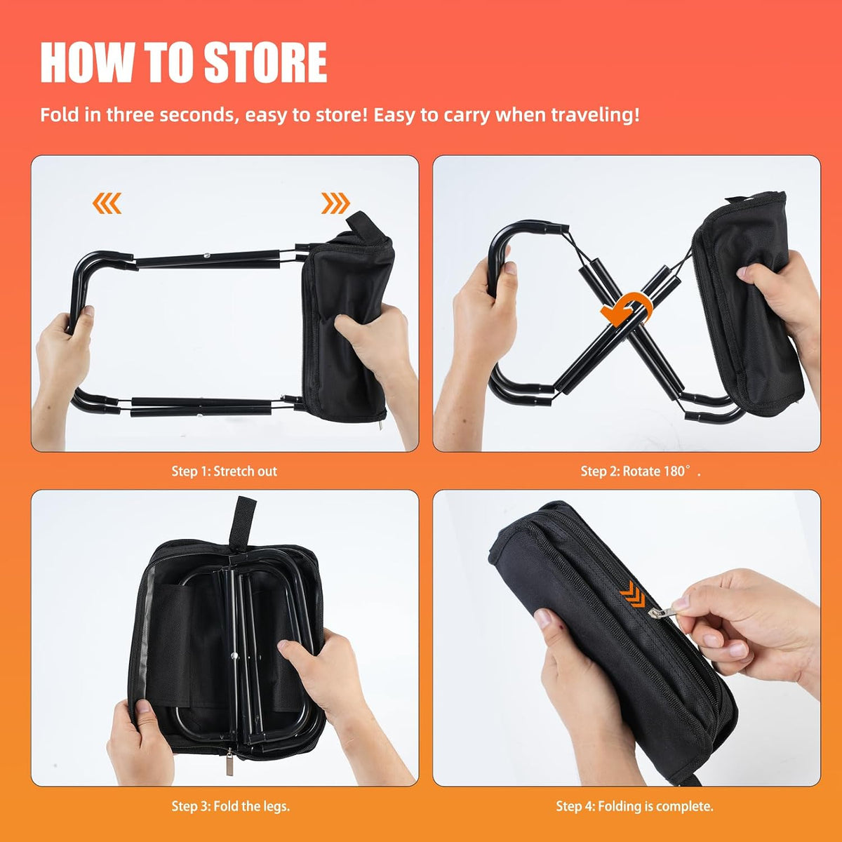 Portable Folding Camping Stool with Carry Bag - view 3