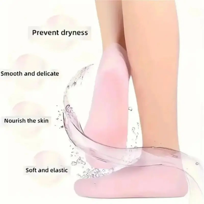 1 Pair Silicone Heel Socks for Dry Cracked Feet – Moisturizing Foot Mask with Elastic Fit, Softens Rough Skin, & Prevents Cracking