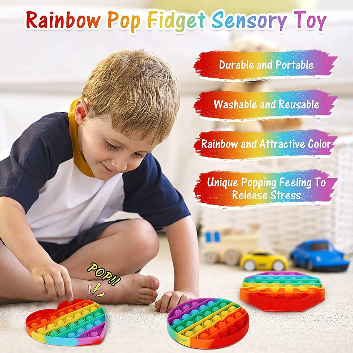 Rainbow Pop-It Fidget Toys – 4 Pack - view 9