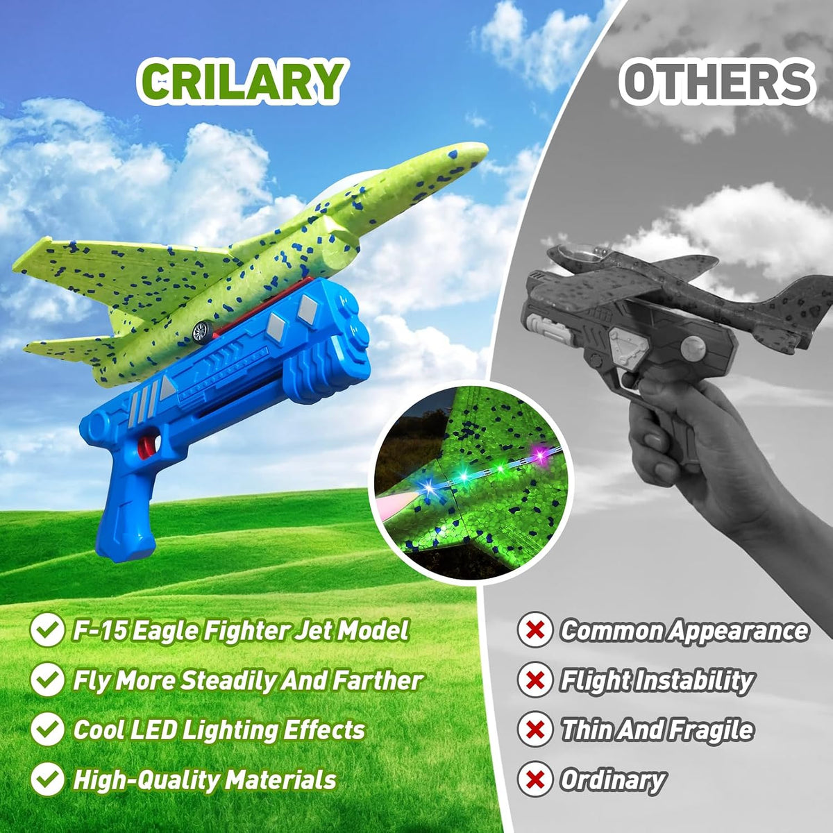 3-Pack LED Foam Airplane Launcher Set - view 2