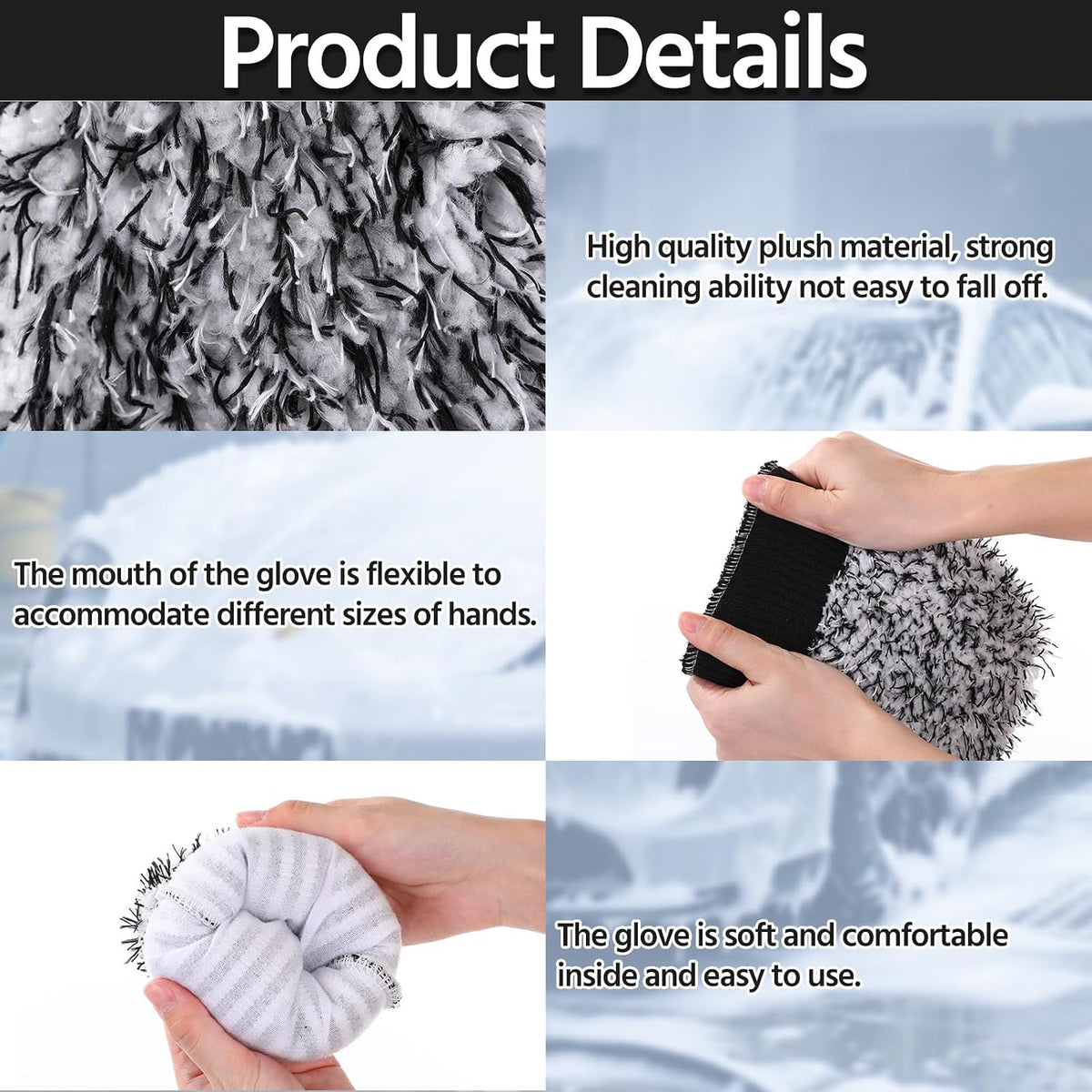 4-Pack Scratch-Free Microfiber Car Wash Mitts - view 3