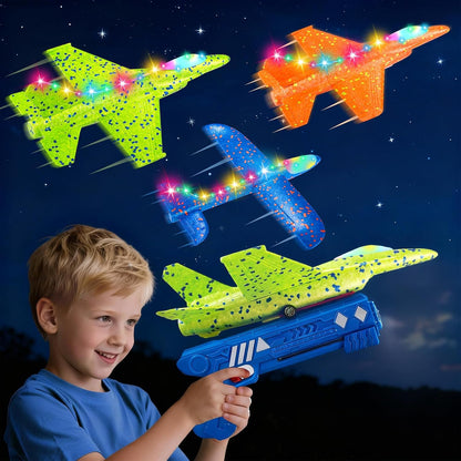 3-Pack LED Foam Airplane Launcher Set
