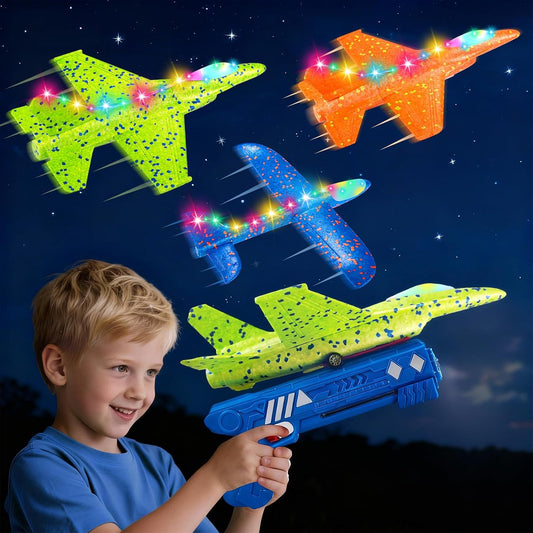 3-Pack LED Foam Airplane Launcher Set
